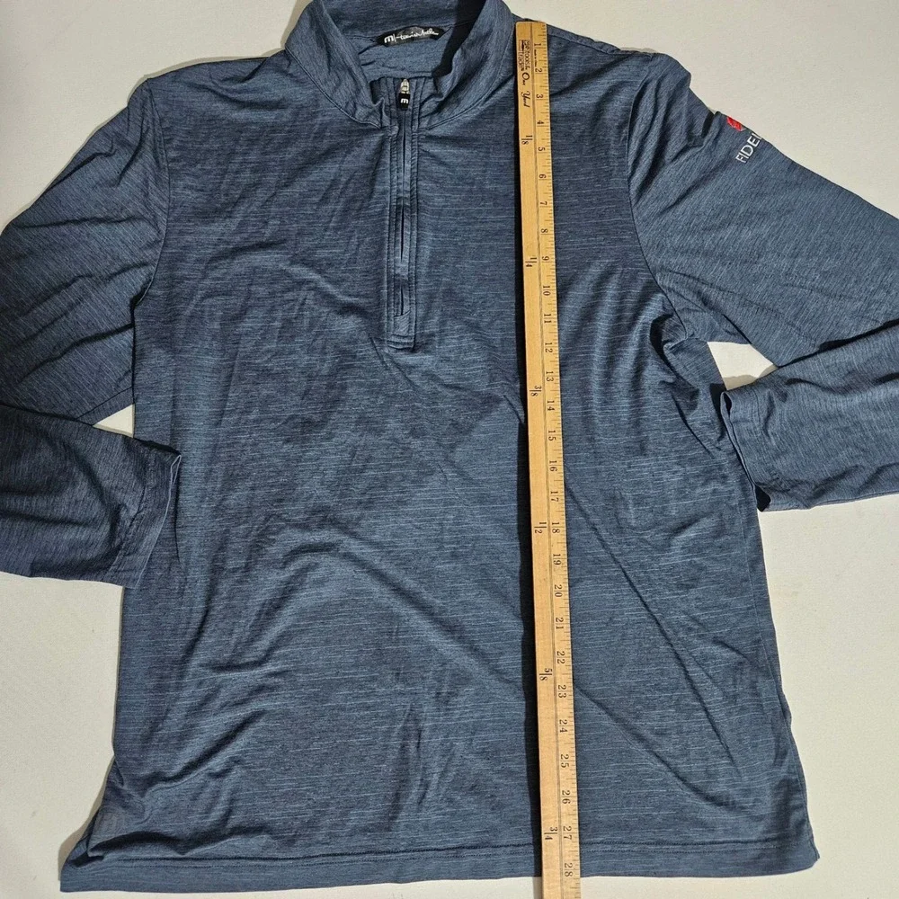 TravisMathew Mens Large Quarter Zip Pullover Navy Blue Heather Golf Shirt Logo